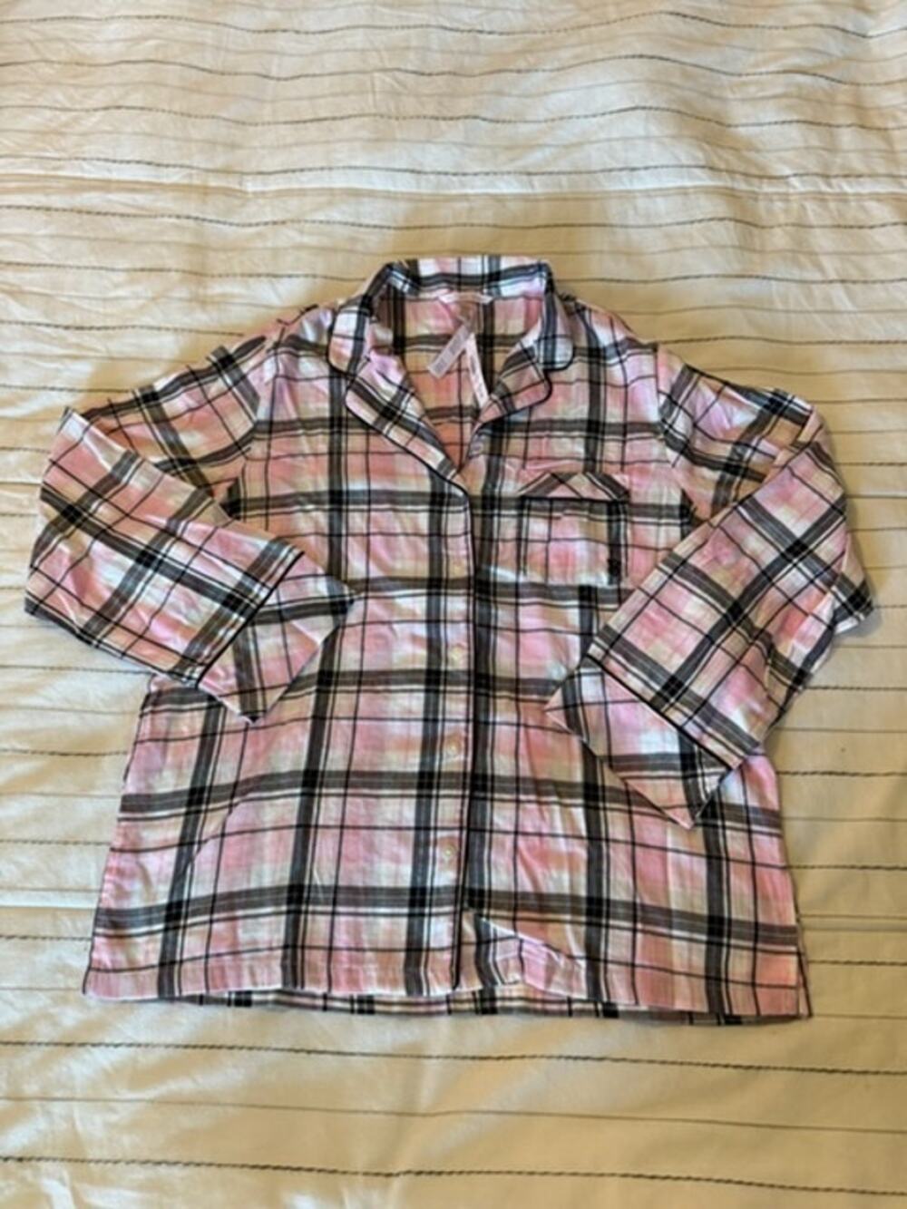 Victoria's Secret Pink & Black Plaid Flannel Pajama Top